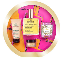 Nuxe Iconic Coffret Huile Prodigieuse containing Dry Oil 100ml + Reve de Miel Hand Cream + Lip Balm+ Candle